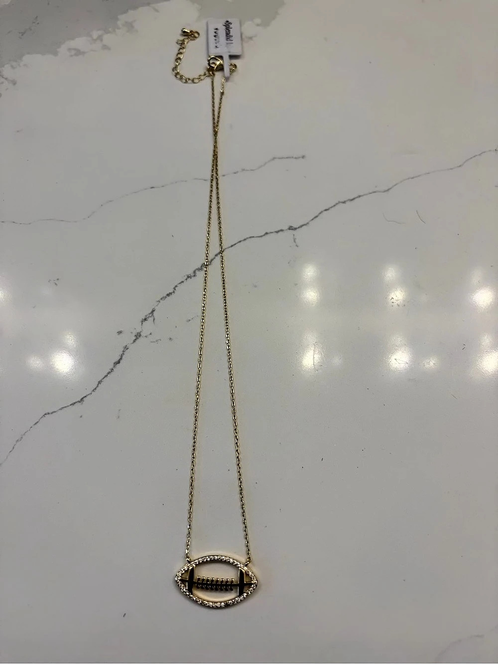 Splendid Iris Glitzy Football Necklace Gold NWT